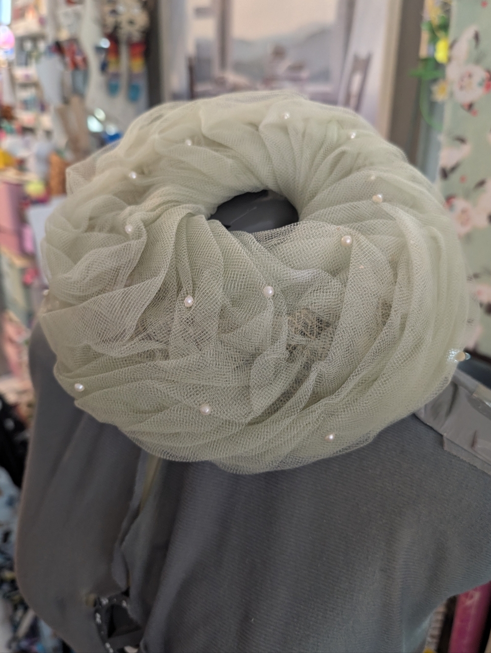 40s 50s vintage mint‎ green Hat pearl Mesh Net Church Spring Summer Hat Box - Picture 4 of 14